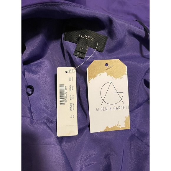 J. Crew Purple Silk Blend One Shoulder Dress With Ruffle, Size 2T, NWT! - Picture 5 of 11